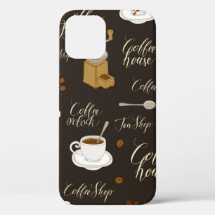 Seamless pattern on tea and coffee theme in retro  iPhone 12 case