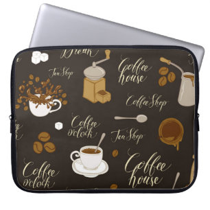 Seamless pattern on tea and coffee theme in retro  laptop sleeve