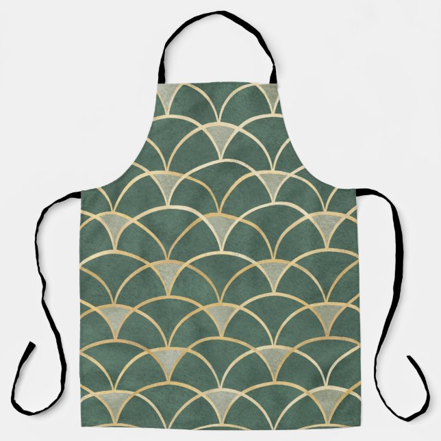 Seamless pattern oriental ornamental watercolor te apron (Front)