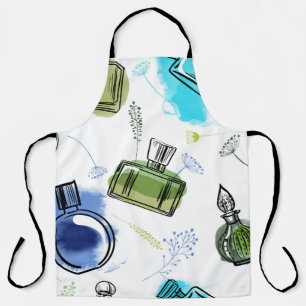 Seamless pattern parfum bottle and watercolor text apron