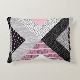 Seamless pattern, patchwork tiles. Freehand drawin Accent Pillow