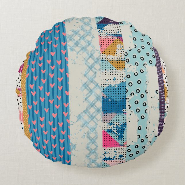 Seamless pattern, patchwork tiles.  round pillow (Front)