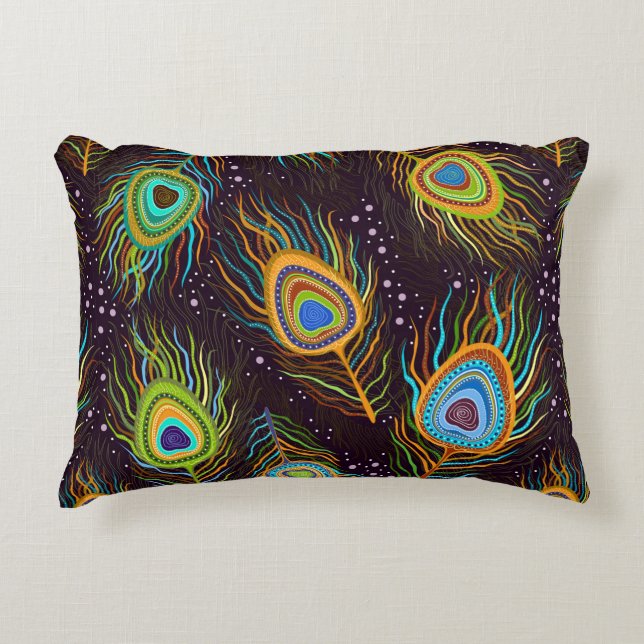 Seamless pattern "Peacock feathers" Accent Pillow (Front)