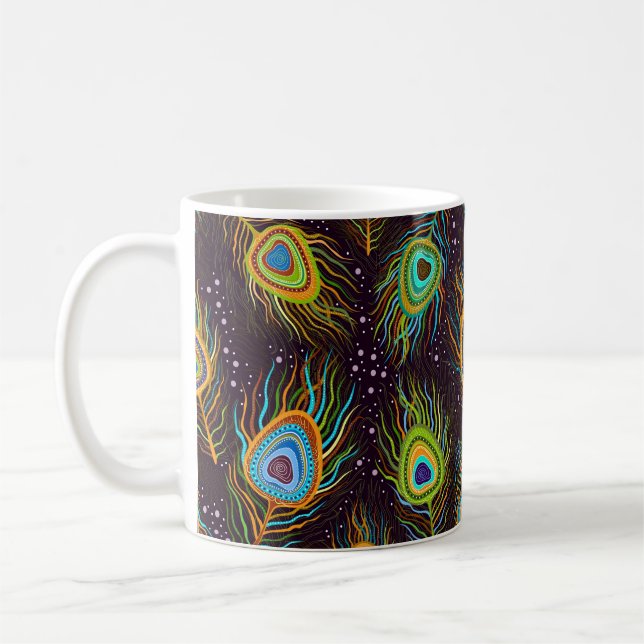 Seamless pattern "Peacock feathers" Coffee Mug (Left)