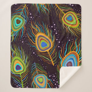 Seamless pattern "Peacock feathers" Sherpa Blanket