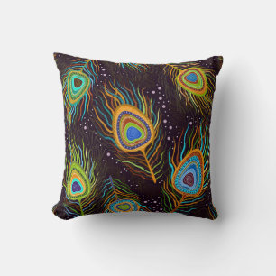 Seamless pattern "Peacock feathers" Throw Pillow