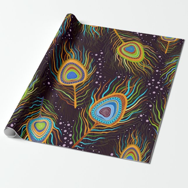 Seamless pattern "Peacock feathers" Wrapping Paper (Unrolled)