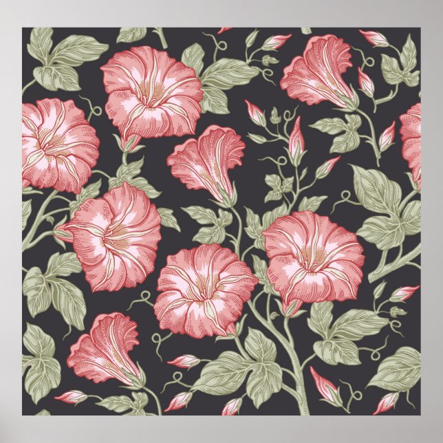 Seamless pattern. Petunia wildflowers set. Beautif Poster (Front)