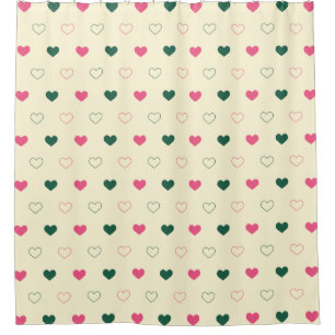 Seamless Pattern - Pink & Green Hearts on Cream