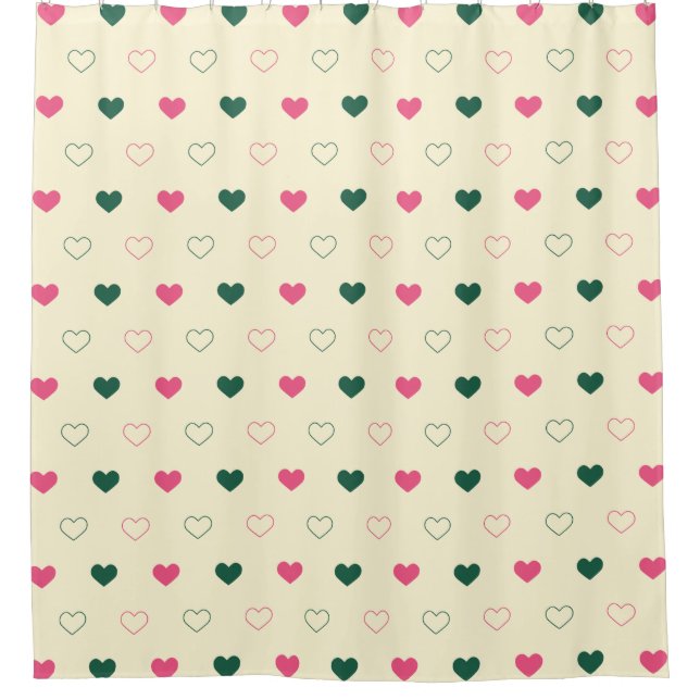 Seamless Pattern - Pink & Green Hearts on Cream (Front)