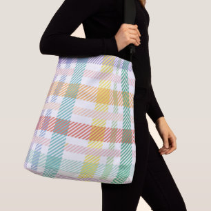 Seamless Pattern Plaid Light Colorful Crossbody Bag