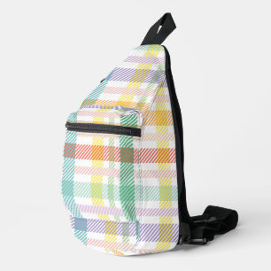 Seamless Pattern Plaid Light Colorful Sling Bag