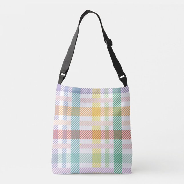 Seamless Pattern Plaid Light Colourful Crossbody Bag (Back)