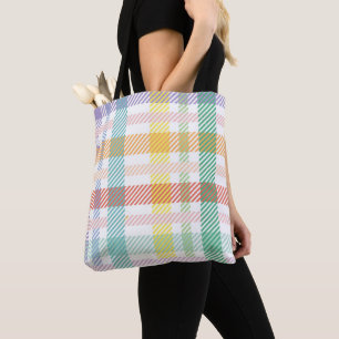 Seamless Pattern Plaid Light Colourful Tote Bag