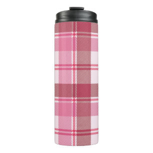 Seamless pattern plaid pink pastel. Square grid pa Thermal Tumbler