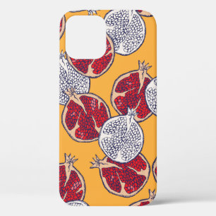 Seamless pattern. Pomegranate hand drawn. iPhone 12 Case
