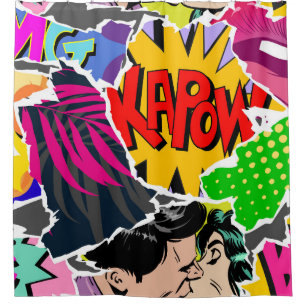 Seamless pattern pop art comics style. Collage of 