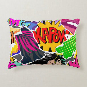 Seamless pattern pop art comics style. Collage of Accent Pillow