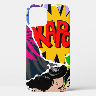 Seamless pattern pop art comics style. Collage of  iPhone 12 Case