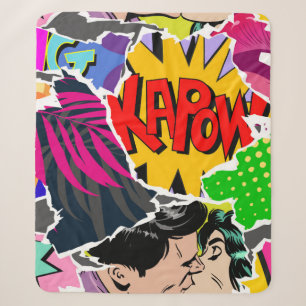 Seamless pattern pop art comics style. Collage of  Sherpa Blanket
