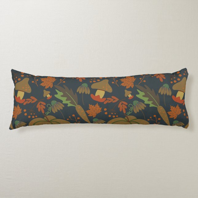 Seamless pattern Pumpkin & carrot dark background Body Pillow (Front)
