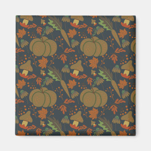 Seamless pattern Pumpkin & carrot dark background Magnet