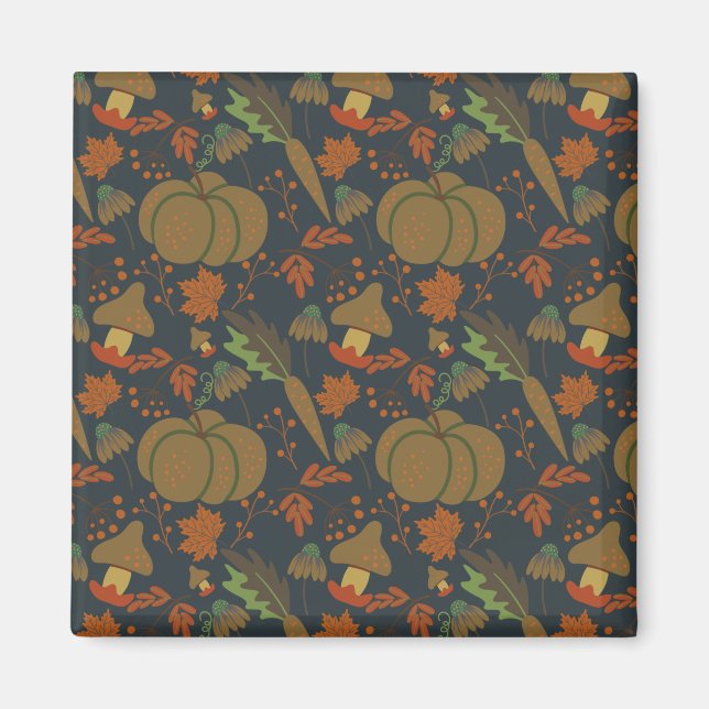 Seamless pattern Pumpkin & carrot dark background Magnet (Front)