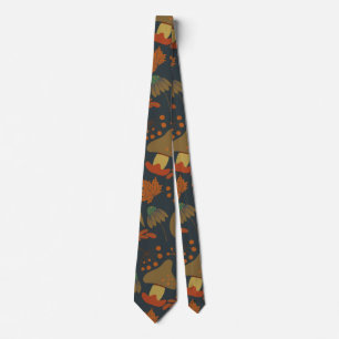 Seamless pattern Pumpkin & carrot dark background Tie