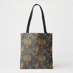 Seamless pattern Pumpkin & carrot dark background Tote Bag