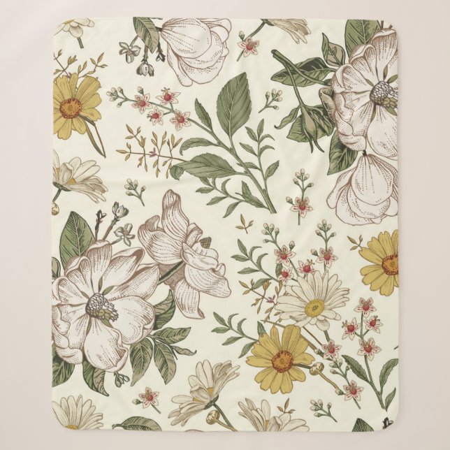 Seamless pattern. Realistic blooming isolated flow Sherpa Blanket (Front)