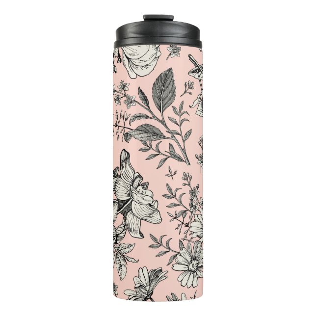 Seamless pattern. Realistic blooming isolated flow Thermal Tumbler (Front)