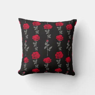 Seamless pattern red rose flowers vintage abstract throw pillow