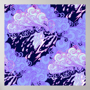 Seamless pattern. Retro style curly decorative clo Poster