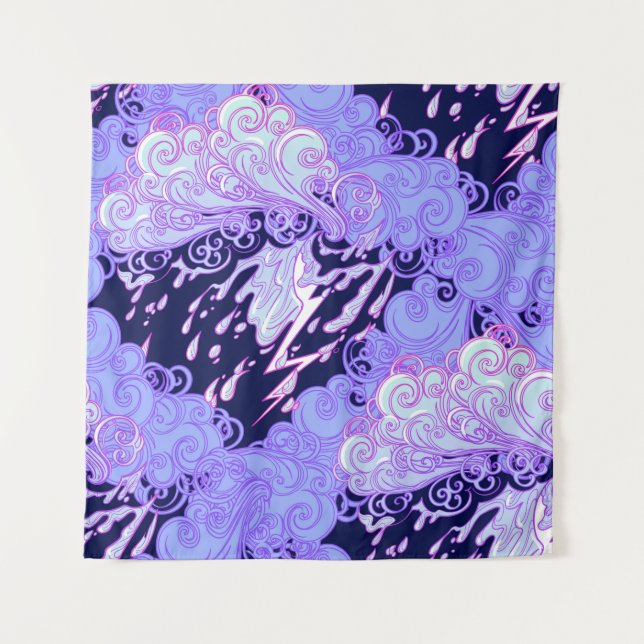 Seamless pattern. Retro style curly decorative clo Tapestry (Front)