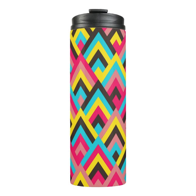 Seamless pattern rhombus style. Colourful abstract Thermal Tumbler (Front)