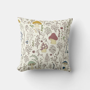 Seamless pattern. Set of colourful wild plants and Throw Pillow