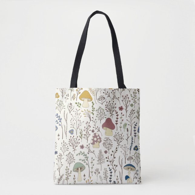 Seamless pattern. Set of colourful wild plants and Tote Bag (Front)