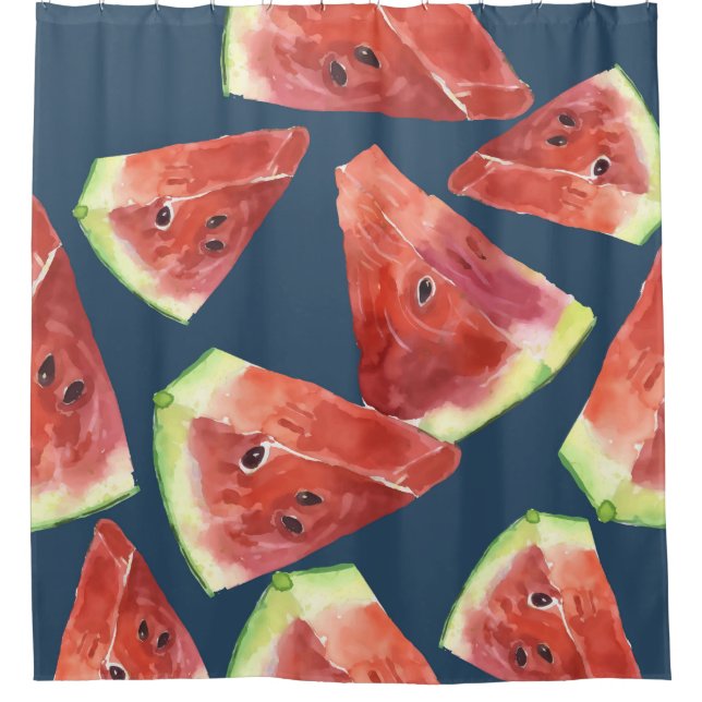 Seamless pattern. Slices of watercolor watermelon. (Front)