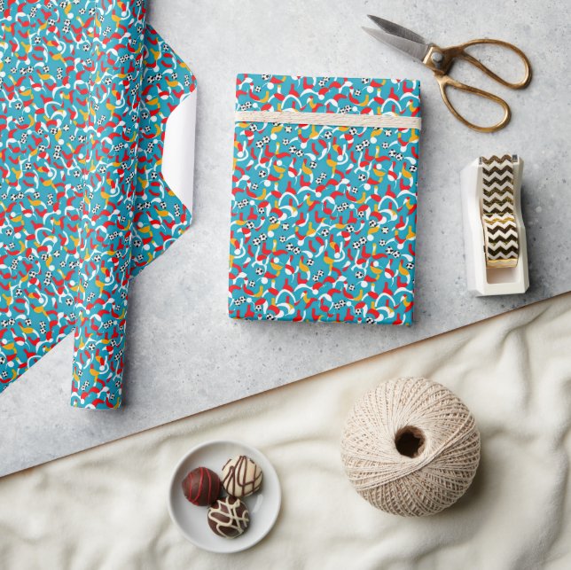 Seamless Pattern Soccer Sports Wrapping Paper (Crafts)