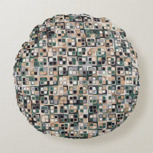 Seamless pattern. Squares forming a colorful pictu Round Pillow