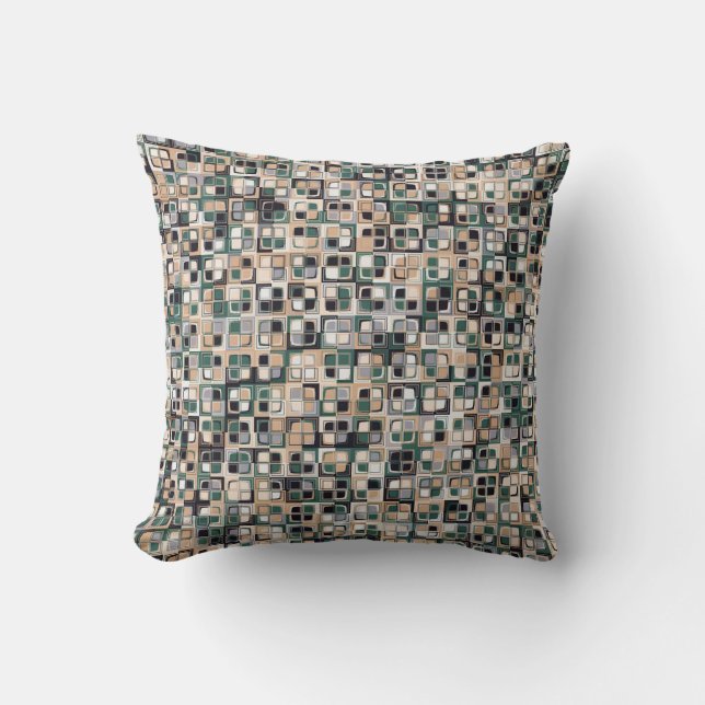 Seamless pattern. Squares forming a colourful pict Throw Pillow (Front)