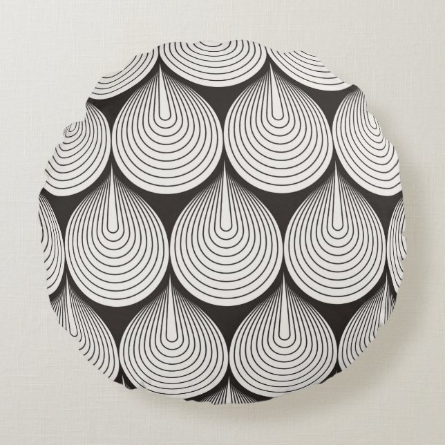 Seamless pattern. Stylish monochrome ornament. Geo Round Pillow (Front)