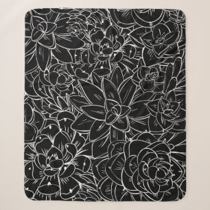 Seamless pattern succulent. Floral vintage design  Sherpa Blanket