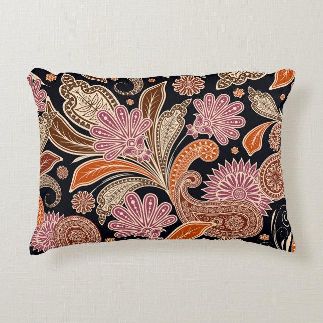 Seamless Pattern Traditional Paisley Design Accent Pillow (Front)