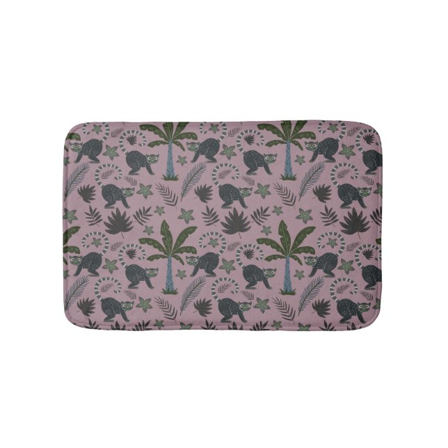 Seamless pattern Tropical animals monkey jumping Bath Mat (Front)