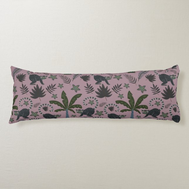 Seamless pattern Tropical animals monkey jumping Body Pillow (Front)