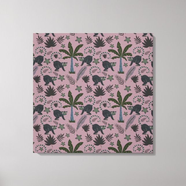 Seamless pattern Tropical animals monkey jumping Canvas Print (Front)