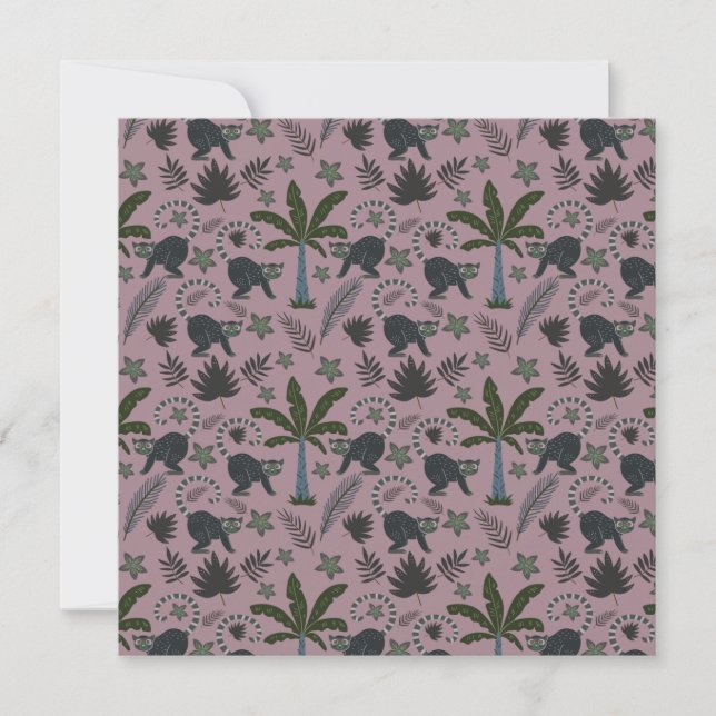 Seamless pattern Tropical animals monkey jumping Card (Front)