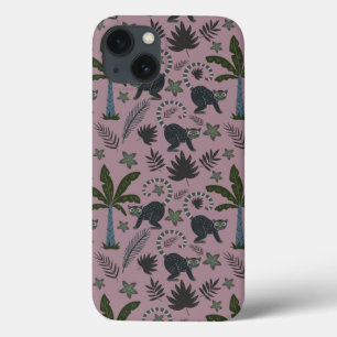 Seamless pattern Tropical animals monkey jumping iPhone 13 Case