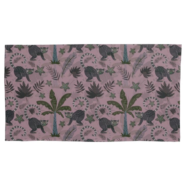 Seamless pattern Tropical animals monkey jumping Pillowcase (Front-Left)